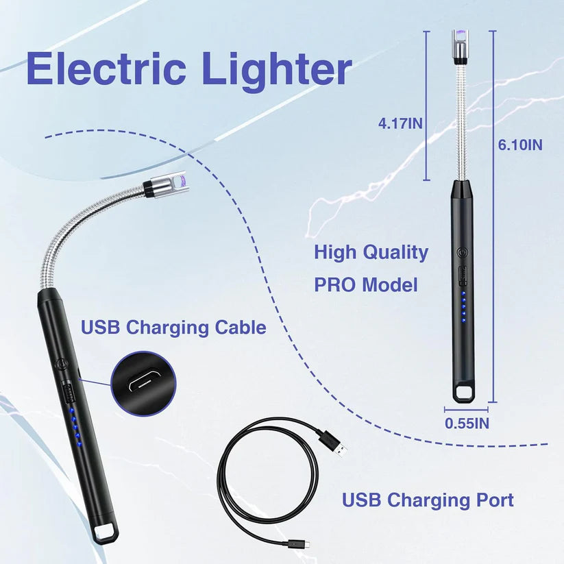 USB Rechargeable Electric Gas Lighter (280 mAh, 360 Degree Flexible Long for Kitchen, Barbecue, Candles, Gas Stove)